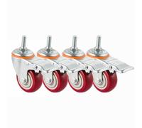 ZYBOWAYL Ø75mm Ruote Girevoli con Perno Filettato M16*30mm, Rotelle Trasporto in PU, Silenziose Resistenti, Ruota Pesanti per Mobili con Freno, 4 Pezzi, Capacità di Carico 360kg (Color : 4 brake)