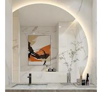 ZYBOWAYL 80/100cm Smart Touch LED Specchio Cosmetico Illuminato, 3 Colori Dimmerabile, Anti-Appannamento, Specchio da Bagno Retroilluminato Intelligente(Left Under Cut,80cm/32)