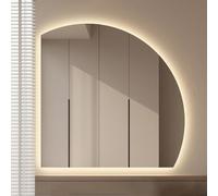 ZYBOWAYL 80cm 90cm Specchio per Il Trucco Retroilluminato a LED con Anti-Appannamento, 3 Colori Dimmerabile Senza Cornice Specchio da Bagno a Semicerchio(Left Under Cut,40inch/100cm)