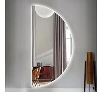 ZYBOWAYL 80cm Specchio da Bagno LED Retroilluminato Semicerchio, 100cm 3 Temperature di Colore, 120cm Specchio Vanity da Parete Anti-Appannamento(Left Cut,60x120cm/24x48in)