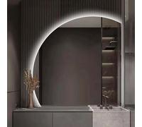 ZYBOWAYL 80cm Specchio da Bagno LED Semicerchio Moderno con 3 Colori di Luce, 90cm Specchio per Trucco Anti-Appannamento, Dimmerabile Intelligente(Right Under Cut,80cm/32)