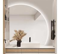 ZYBOWAYL 80cm Specchio da Trucco Retroilluminato a LED Moderno, 90cm 70cm Specchio da Bagno Anti-Appannamento Semicerchio, per Bagno Camera da Letto(Left Under Cut,90cm/36)