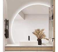 ZYBOWAYL 80cm Specchio da Trucco Retroilluminato a LED Moderno, 90cm 70cm Specchio da Bagno Anti-Appannamento Semicerchio, per Bagno Camera da Letto(Right Under Cut,90cm/36)