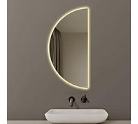 ZYBOWAYL 80x40cm 3 Colori Specchio LED da Bagno a Semicerchio, 100x50cm Senza Cornice Specchio da Parete Antiappannamento Intelligente, Antiesplosione(Right Cut,100x50cm/39x20in)