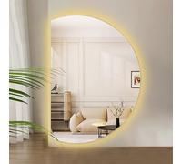 ZYBOWAYL 90/100cm Specchio Bagno Led con Luce Retroilluminato, 3 Temperature Colore Antiappannamento Dimmerabile Specchio per Trucco, Impermeabile(Left Cut,130x90cm/51x35in)