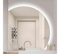 ZYBOWAYL 90/100cm Specchio da Bagno LED con 3 Colori Luce, Dimmerabile, Anti-Appannamento, Specchio per Trucco a Semicerchio Intelligente Senza Cornice(Left Under Cut,90cm/36)