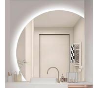 ZYBOWAYL 90/100cm Specchio da Bagno LED con 3 Colori Luce, Dimmerabile, Anti-Appannamento, Specchio per Trucco a Semicerchio Intelligente Senza Cornice(Right Under Cut,70cm/28)