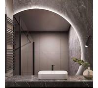 ZYBOWAYL 90 * 90CM Specchio da Bagno da Parete a LED Semicerchio 100 * 100CM Specchio da Trucco Anti-Appannamento Dimmerabile con 3 Temperature di Colore(Left Under Cut,80cm/32)
