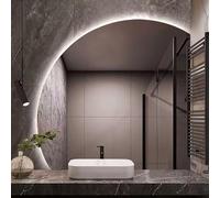 ZYBOWAYL 90 * 90CM Specchio da Bagno da Parete a LED Semicerchio 100 * 100CM Specchio da Trucco Anti-Appannamento Dimmerabile con 3 Temperature di Colore(Right Under Cut,70cm/28)
