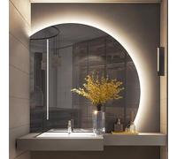 ZYBOWAYL 90cm LED 3 Colori Dimmerabile Specchio da Bagno a Semicerchio 80cm Specchi Decorativi da Parete Antiappannamento 100cm con Interruttore Tattile(Left Under Cut,32inch/80cm)