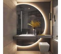 ZYBOWAYL 90x60cm Specchio da Bagno Dimmerabile a LED, 110x70cm Grande Specchio Vanity da Parete Semicerchio con 3 Colori Luce Interruttore Tattile(Left Cut,110x70cm/43x28)