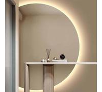 ZYBOWAYL 90x60cm Specchio da Bagno Semicerchio con Luce Led, Anti-Fog 3000K-6000K Dimmerabile Specchio da Parete 110x70cm con Interruttore Touch(Left Cut,100x70cm/39x28in)