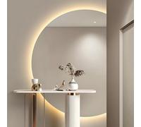 ZYBOWAYL Grande Specchio da Bagno a Mezzaluna, Specchio Cosmetico Intelligente LED 3 Colori, Retroilluminato Senza Cornice Antiappannamento per Decorativo Parete(Right Cut,110 * 70cm)