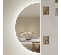 ZYBOWAYL Grande Specchio da Bagno Antiappannamento a Mezza Luna 60 * 120cm Specchio Vanity 3 Temperature Colore Retroilluminato 50 * 100cm con Interruttore Tattile(Right Cut,100cm/40inch)