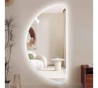 ZYBOWAYL Grande Specchio Decorativi da Parete LED a Mezza Luna 3 Colori Dimmerabile 50 * 100cm Specchio da Bagno Antiappannamento Retroilluminato 60 * 120cm(Right Cut,100cm/40inch)