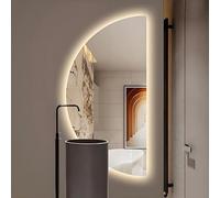 ZYBOWAYL Mezza Luna Specchio da Bagno da Parete Intelligente Illuminazione con Anti-Appannamento, 3 Colori Dimmerabile Specchio a Figura Intera per Soggiorno(Right Cut,120x60cm)