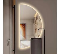 ZYBOWAYL Mezza Luna Specchio da Bagno da Parete Intelligente Illuminazione con Anti-Appannamento, 3 Colori Dimmerabile Specchio a Figura Intera per Soggiorno(Left Cut,80x40cm)