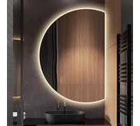 ZYBOWAYL Retroilluminato Specchio a Figura Intera, Specchio da Bagno da Parete a LED Anti-appannamento a Mezza Luna con Touch Control, 3 Colori Dimmerabile(Right Cut,100x70cm/39x28in)