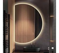 ZYBOWAYL Retroilluminato Specchio a Figura Intera, Specchio da Bagno da Parete a LED Anti-appannamento a Mezza Luna con Touch Control, 3 Colori Dimmerabile(Left Cut,130x90cm/51x35in)