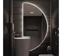 ZYBOWAYL Senza Cornice Specchio da Bagno Dimmerabile 80x40cm, 100x50cm Intelligente Specchio Vanity LED 3 Colori Luce con Antiappannamento(Left Cut,50x100cm/20x40in)