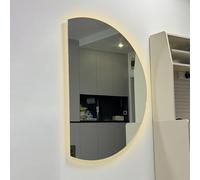 ZYBOWAYL Senza Cornice Specchio Semicerchio Bagno Led Luce, Specchio Vanity Retroilluminato Smart, Anti-Appannamento, 3 Colori Dimmerabile(Left Cut,120x80cm/47x32in)