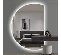 ZYBOWAYL Specchiera Bagno da Parete Retroilluminato, Specchio Cosmetico LED Intelligente Semicerchio con Antiappannamento 3 Colori di Luce(Right Cut,39"*28")