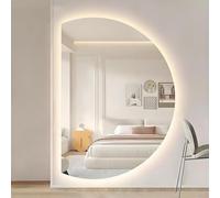 ZYBOWAYL Specchio Bagno da Parete Retroilluminato 90x60cm Specchio Vanity Dimmerabile LED 3 Colori Luce 100x70cm, Antifog Mezza Luna Impermeabile(Left Cut,120x80cm/47x32)