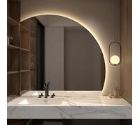 ZYBOWAYL Specchio Bagno Retroilluminato LED con Antifog, Specchio da Parete Dimmerabile a 3 Colori 3000K-6000K, Semicerchio per Casa Parrucchiere Hotel(Left Under Cut,80 * 80cm/32 * 32")