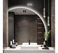 ZYBOWAYL Specchio da Bagno a LED Montato a Parete Retroilluminato con 3 Colori Dimmerabile, Senza Cornice Intelligente Anti Nebbia Specchio Cosmetico(Left Under Cut,40inch/100cm)