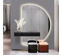 ZYBOWAYL Specchio da Bagno a LED Semicerchio, Anti-Appannamento Specchio Vanity da Parete con Dimmerabile 3 Temperature di Colore Senza Cornice(Left Cut,110x70cm/43x28)