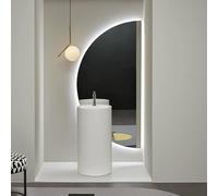 ZYBOWAYL Specchio da Bagno da Parete Intelligente Retroilluminato Senza Cornice con Luci LED,80/100/120cm Specchio per Trucco Antiappannamento a Mezzaluna(Right Cut,80cm/32inch)