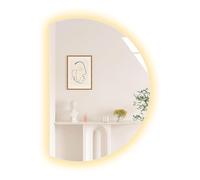 ZYBOWAYL Specchio da Bagno Grande Intelligente, Anti-Appannamento Irregolare a Semicerchio Specchio da Parete con Luci a LED, per Arredamento Moderno(Left Cut,120x80cm/47x32in)