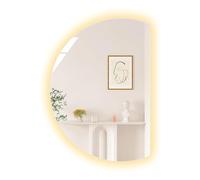 ZYBOWAYL Specchio da Bagno Grande Intelligente, Anti-Appannamento Irregolare a Semicerchio Specchio da Parete con Luci a LED, per Arredamento Moderno(Right Cut,130x90cm/51x35in)