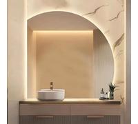 ZYBOWAYL Specchio da Bagno LED a Mezza Luna Senza Cornice, Antinebbia, 3 Colori di Luce, Retroilluminato Regolabile Specchio per Il Trucco Intelligente(Left Under Cut,70cm/28)
