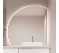 ZYBOWAYL Specchio da Bagno Montato a Parete LED a 3 Colori a Mezza Luna, Specchio per Trucco Decorativo Retroilluminato Intelligente, Anti-Appannamento(Right Under Cut,70cm/28)