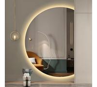 ZYBOWAYL Specchio da Bagno Semicerchio 90cm, 100cm Specchio per il Trucco da Parete Antiappanamento Dimmerabile 3 Colori Luce Intelligente LED 120cm(Right Cut,35"*24")