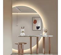 ZYBOWAYL Specchio da Parete Moderno a Mezzaluna LED, Antiappannamento Dimmerabile Retroilluminato Specchio da Bagno con 3 Colori di Luce, Interruttore Touch(Left Cut,51"L x 35" W)