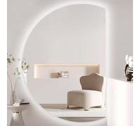 ZYBOWAYL Specchio da Trucco da Parete Retroilluminato 3 Colori di Luce, Specchio da Bagno Semicerchio Anti-Appannamento, Senza Cornice Dimmerabile(Right Cut,110x70cm/43x28)