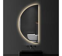 ZYBOWAYL Specchio da Trucco per Toletta Antiappannamento Dimmerabile con Luce LED, Specchio da Bagno a Semicerchio Moderno Intelligente, Luminosità Regolabile(Right Cut,120cm/48inch)