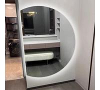 ZYBOWAYL Specchio per il Trucco da Parete a Semicerchio Intelligente HD, Anti-Appannamento, Senza Cornice Specchio da Bagno LED 3 Colori Dimmerabile(Left Cut,110x70cm/43x28)