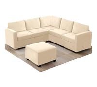 ZYBSLCSY Copridivani Velluto Con Seduta Cuscino E Schienali Separati Copridivano Angolare Elasticizzato Protezione Coprimobile Split Combinato Divano Componibile U (Stool Square-S,Beige)