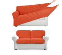 ZYBSLCSY Coprisedile Per Divano Elasticizzato Copridivano 1,2,3,4 Posti Con Séparé Schienale E Cuscino, Antiscivolo Copridivano Con Braccioli (Arancione,2 posti)