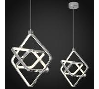 ZYBWL Lampada a Pendile a LED Moderna Cromo Anello Rettangolo Lampada a Pendile Regolabile in Altezza Adatta per Cucina Isola Camera Da Letto Soggiorno Foyer (3-Anelli)