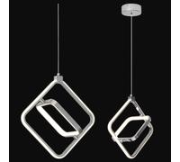 ZYBWL Lampada a Pendile a LED Moderna Cromo Anello Rettangolo Lampada a Pendile Regolabile in Altezza Adatta per Cucina Isola Camera Da Letto Soggiorno Foyer (2-Anelli)
