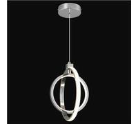 ZYBWL Lampada a Sospensione a LED Moderna Cromo Anello Tondo Lampada a Sospensione Regolabile in Altezza per Cucina Isola Camera da Letto Soggiorno Foyer (2-Anelli)