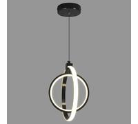 ZYBWL Lampada a Sospensione a LED Moderna Placatura Nero Anello Tondo Lampada a Sospensione Regolabile in Altezza per Cucina Isola Camera da Letto Soggiorno Foyer (2-Anelli)