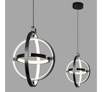 ZYBWL Lampada a Sospensione a LED Moderna Placatura Nero Anello Tondo Lampada a Sospensione Regolabile in Altezza per Cucina Isola Camera da Letto Soggiorno Foyer (3-Anelli)