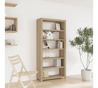 ZycaXzCrons Libreria in legno di acacia con 6 scomparti, 80 x 30 x 170 cm, marrone massiccio, con fissaggio a parete, per soggiorno, ufficio, camera da letto