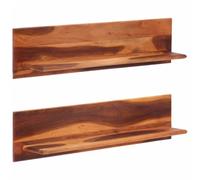 ZycaXzCrons Mensola da parete in legno massello di acacia, set da 2 pezzi, 112 x 20 x 26 cm, con vernice miele, moderna mensola sospesa per libri e decorazioni, scaffale angolare per soggiorno, camera