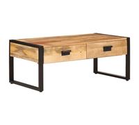 ZycaXzCrons Tavolino da caffè 100 x 54 x 40 cm, in legno di mango e ferro, moderno tavolino con tavolo robusto, ampio spazio di archiviazione, design salvaspazio per soggiorno, camera da letto e